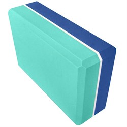 E29313-1 Йога блок полумягкий 2-х цветный (синий-бирюзовый) 223х150х76мм., из вспененного ЭВА - фото 22096