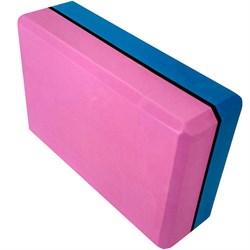 E29313-2 Йога блок полумягкий 2-х цветный (синий-розовый) 223х150х76мм., из вспененного ЭВА - фото 22097