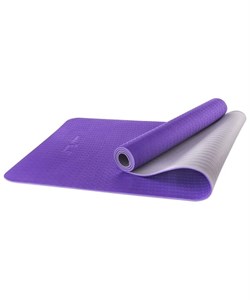 Коврик для йоги FM-201, TPE, 173x61x0,5 см, фиолетовый/серый - фото 26771