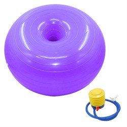 B32238 Мяч для фитнеса с насосом фитбол-пончик 50 см (фиолетовый) - фото 26872