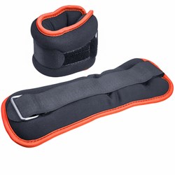 HKAW104-2 Утяжелители "ALT Sport" (2х0,5кг) (нейлон) в сумке (черный с оранжевой окантовкой) - фото 27020