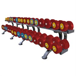 Обрезиненный цветной гантельный ряд  от 11 до 43,5 кг с шагом 2.5 кг - фото 29410