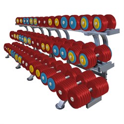 Обрезиненный цветной гантельный ряд  от 11 до 61 кг с шагом 2.5 кг - фото 29411