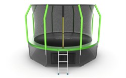 EVO JUMP Cosmo 12ft Green + Lower net Батут с внутренней сеткой и лестницей диаметр 12ft зеленый + нижняя сеть - фото 34559