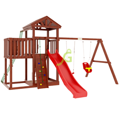 Детская игровая площадка IgraGrad Панда Фани с балконом и сеткой - фото 34753