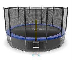 Батут EVO JUMP External 16ft Blue + Lower net с внешней сеткой и лестницей диаметр 16ft синий + нижняя сеть - фото 36482