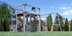 Детская площадка Савушка КУБ-6 (Серый) с подушками и коконом - фото 68707