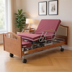 Кровать электрическая Med-Mos DB-2B с поворотным креслом в левую сторону (коричневый) с регулировкой высоты - фото 76095