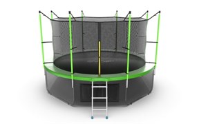 Батут EVO JUMP Internal 12ft Green + Lower net с внутренней сеткой и лестницей диаметр 12ft зеленый + нижняя сеть