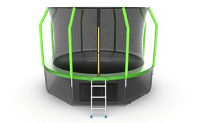 EVO JUMP Cosmo 12ft Green + Lower net Батут с внутренней сеткой и лестницей диаметр 12ft зеленый + нижняя сеть