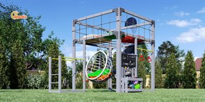 Детская площадка Савушка КУБ-1 (Серый) с подушками и коконом