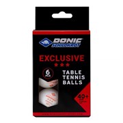 Мячики для н/тенниса DONIC EXCLUSIVE 3* 40+, 6 штук, белый